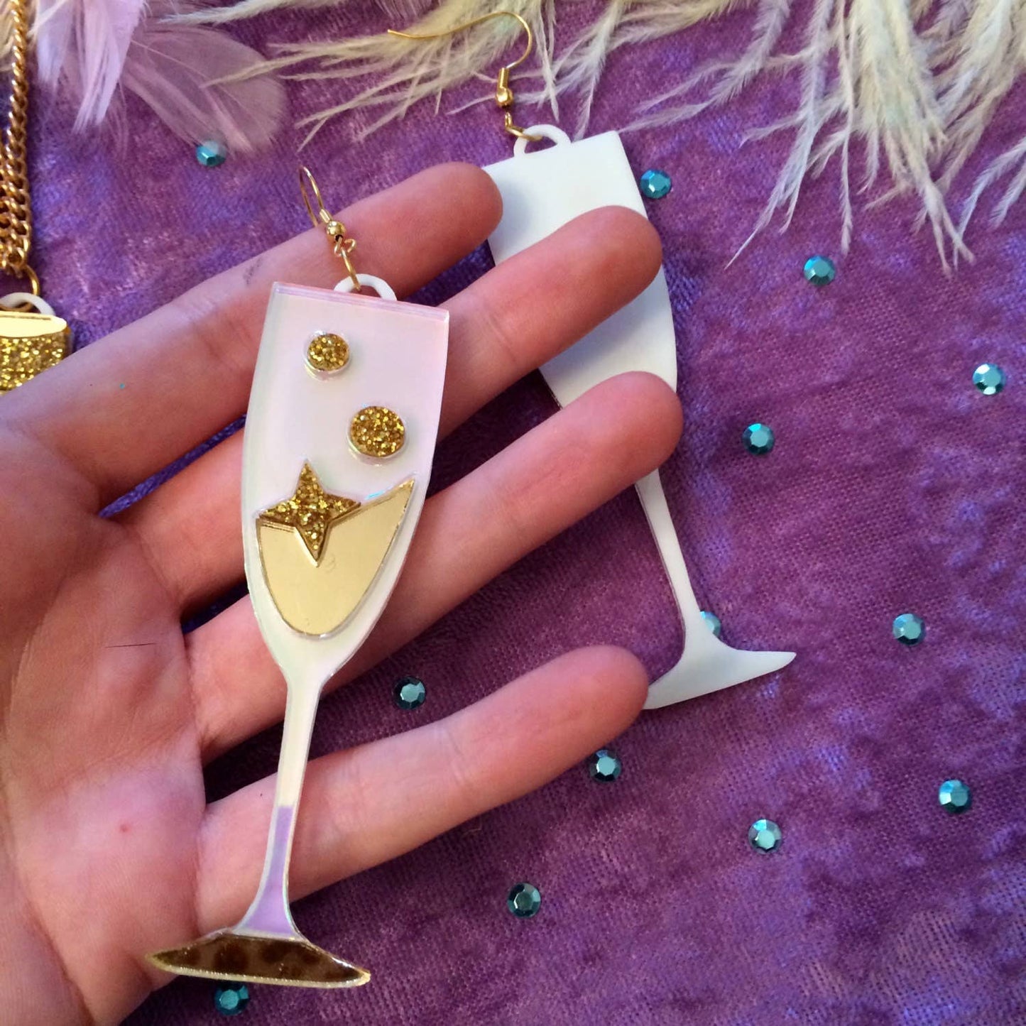 Champagne Flute Statement Earrings-4