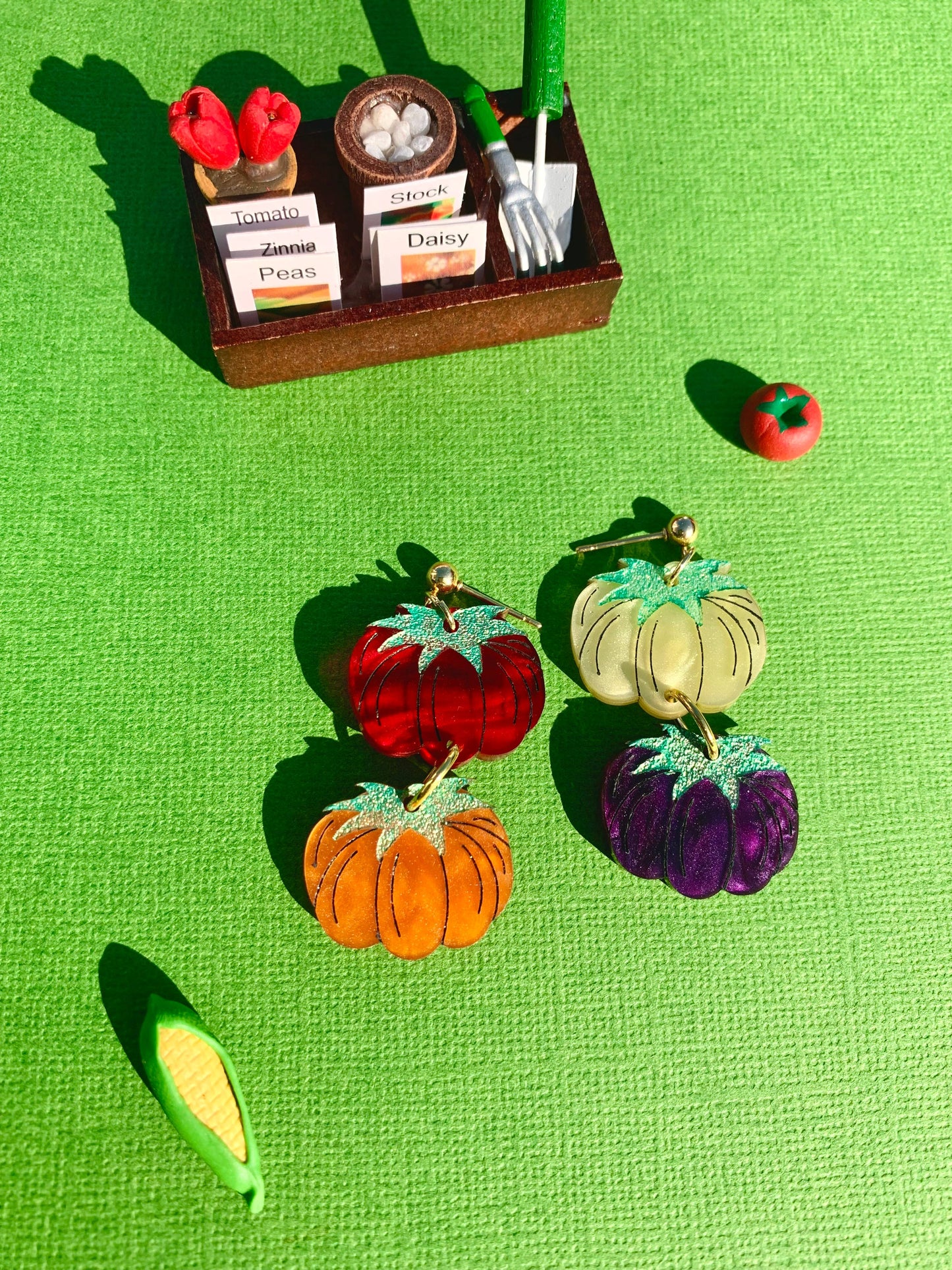 Heirloom Tomato Acrylic Earrings-1