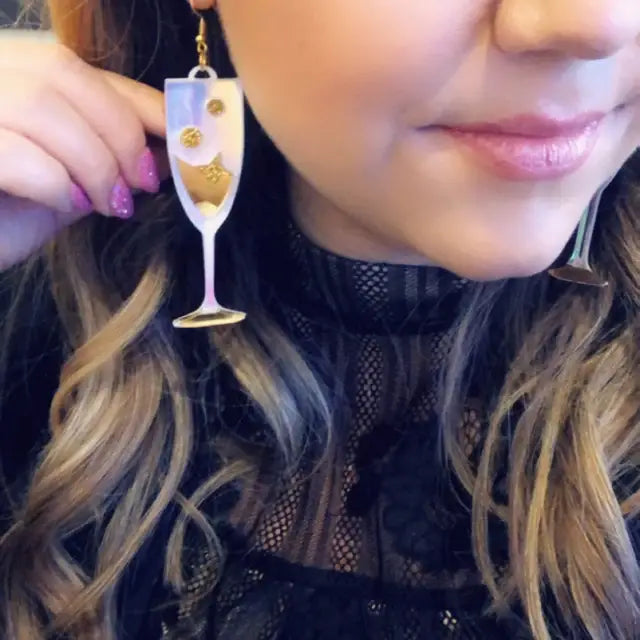 Champagne Flute Statement Earrings-2