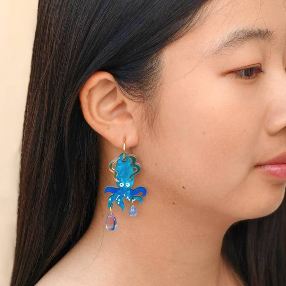 Deep Sea Squid Acrylic Earrings-1