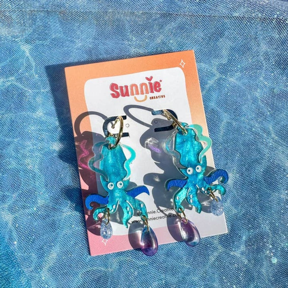 Deep Sea Squid Acrylic Earrings-2