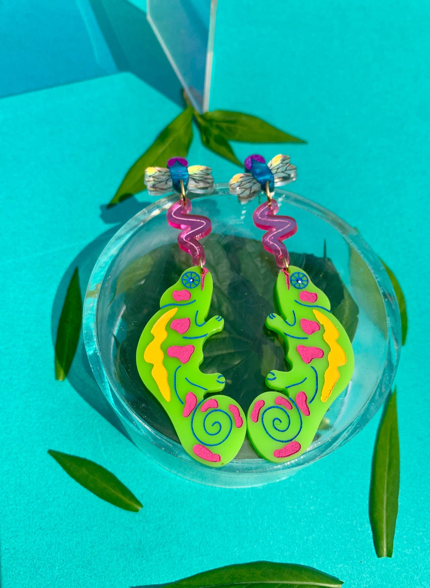 Chameleons Acrylic Earrings-2