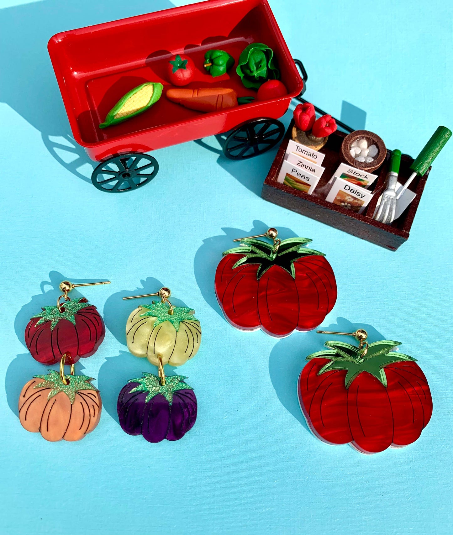 Heirloom Tomato Acrylic Earrings-2