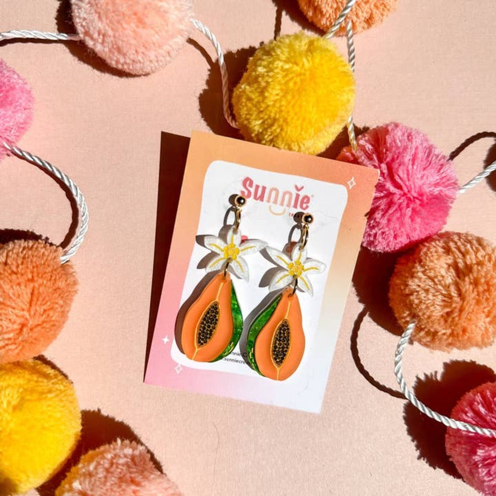Papaya Dangle Acrylic Earrings-2