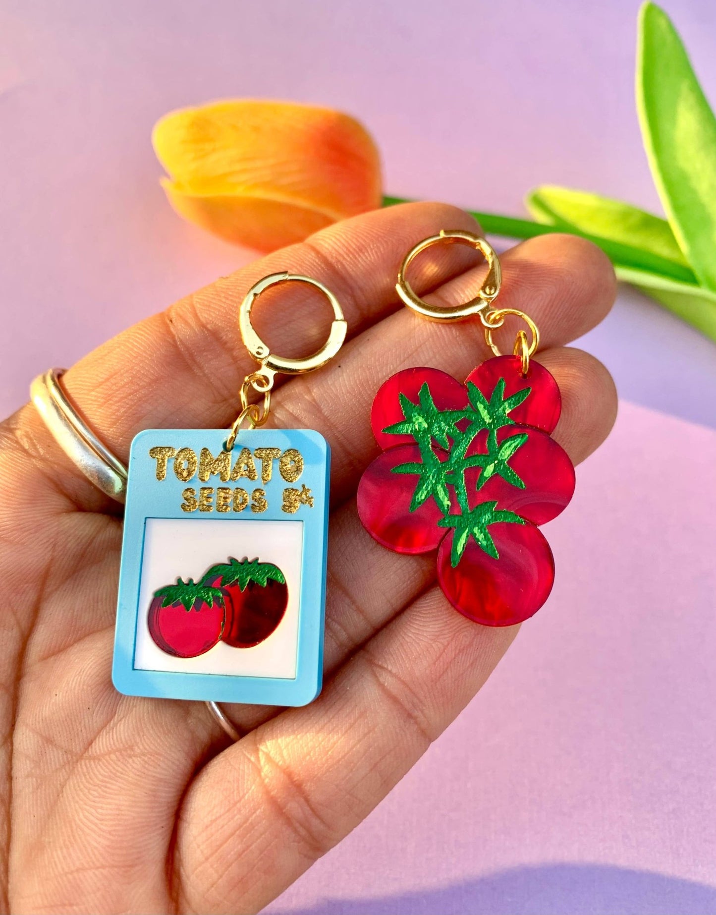 Tomato Seeds Acrylic Statement Earrings - Where Did You Get That!?