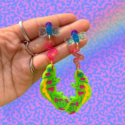 Chameleons Acrylic Earrings-1