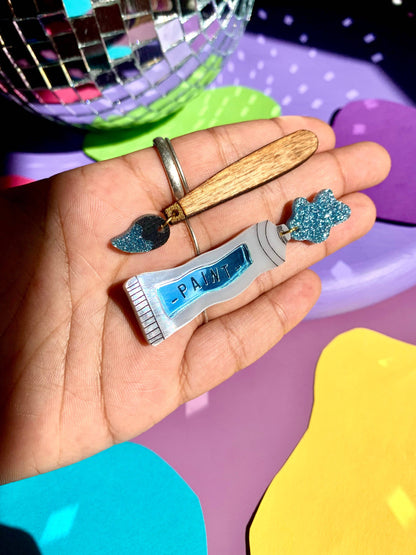 Paint Tube and Brush Statement Acrylic Earrings-1