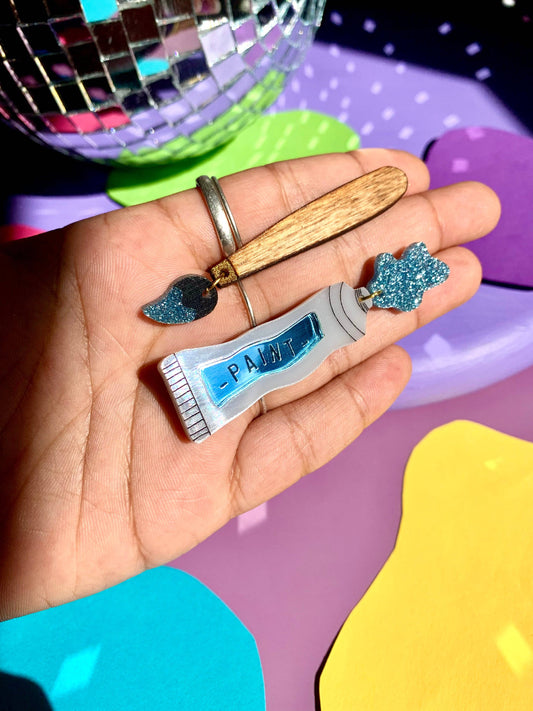 Paint Tube and Brush Statement Acrylic Earrings-1