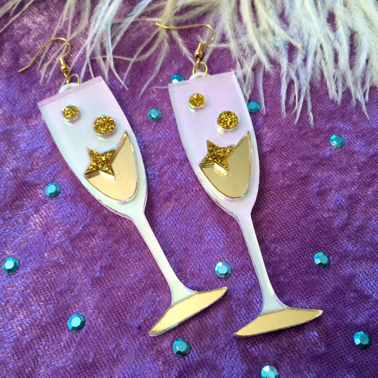 Champagne Flute Statement Earrings-0