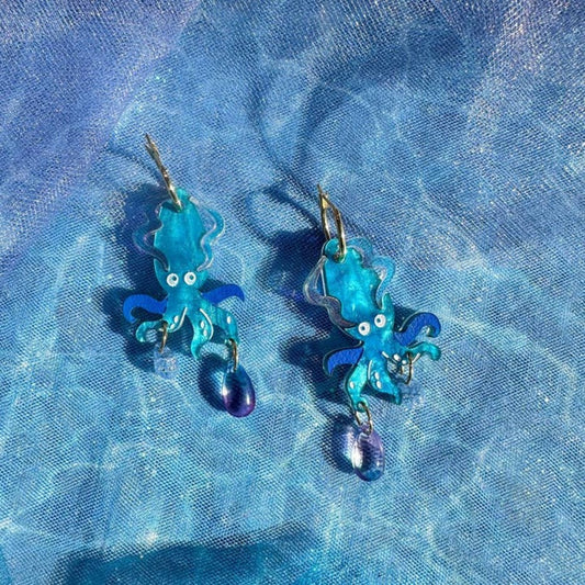 Deep Sea Squid Acrylic Earrings-0