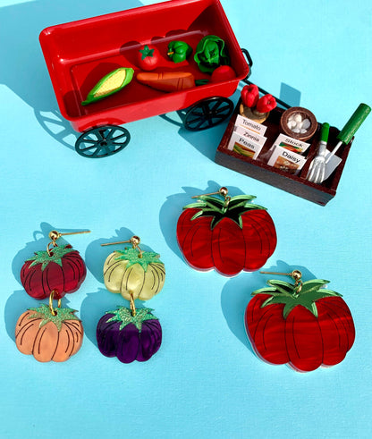 Heirloom Tomato Acrylic Earrings-2