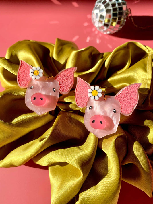 Little Piggies Acrylic Statement Earrings - Where Did You Get That!?