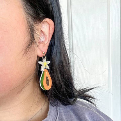 Papaya Dangle Acrylic Earrings-1