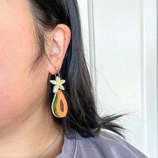 Papaya Dangle Acrylic Earrings-1