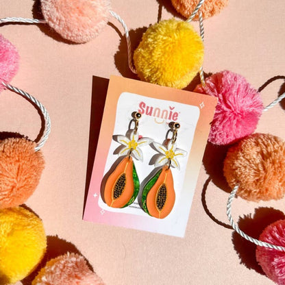 Papaya Dangle Acrylic Earrings-2