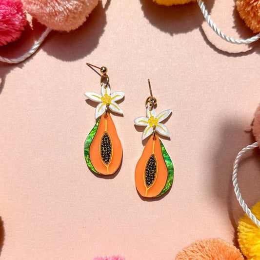 Papaya Dangle Acrylic Earrings-0