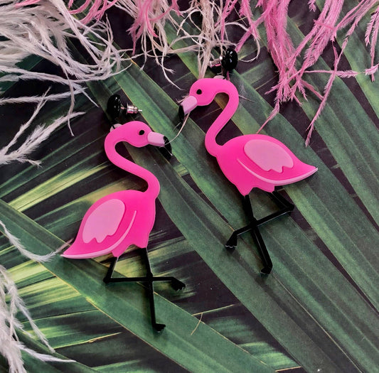 Pink Flamingo Acrylic Statement Earrings - Where Did You Get That!?