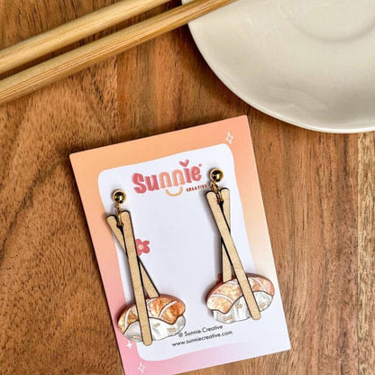Salmon Sushi Acrylic Earrings - Where Did You Get That!?